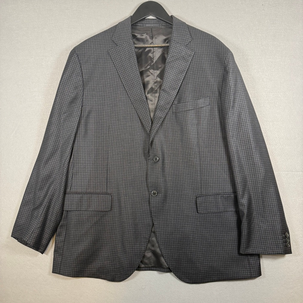 Lubiam Blazer Men 50R Black Plaid Italian Wool Reda Fabric Sport Coat Jacket 60R